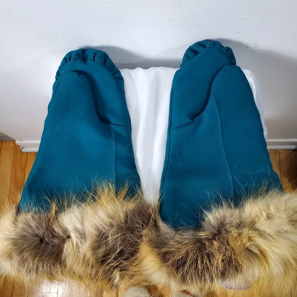 Vintage Handmade for extreme Cold Winter Fox Fur Gloves
